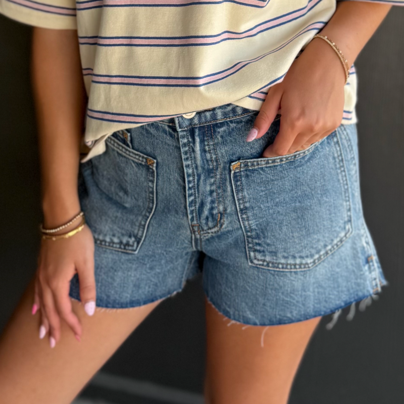 Patch Pocket Denim Shorts