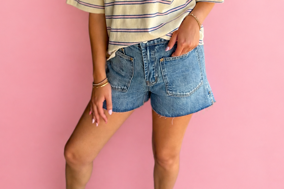 Patch Pocket Denim Shorts