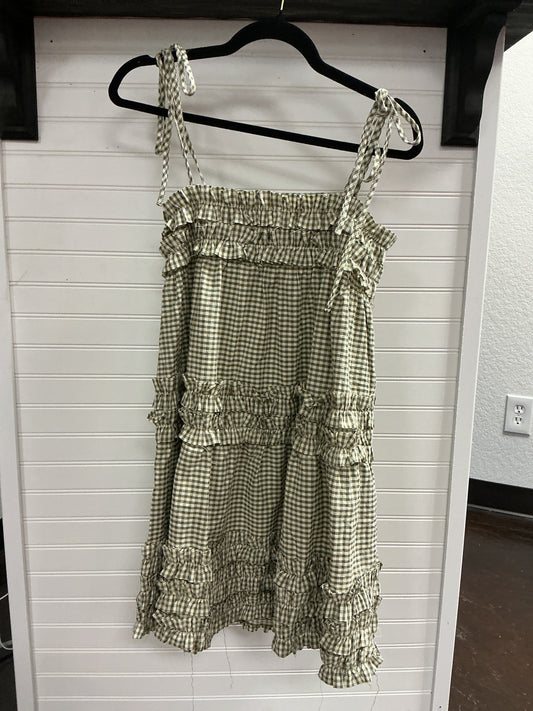 Gingham olive green dress
