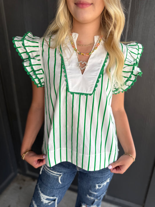 Green Puff Sleeve top