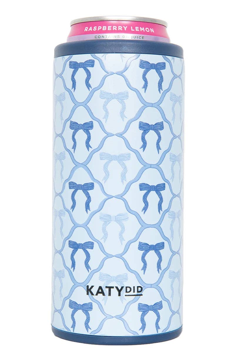 Blue Coquette Bows Insulated Slim Koozie