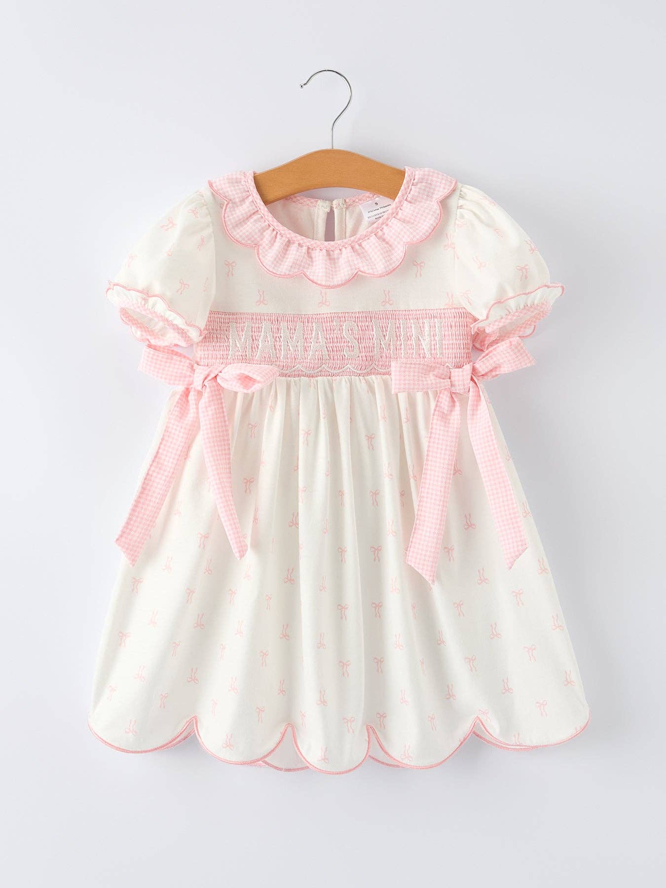 “MAMA'S MINI” Smocked Bow Ruffle Dress