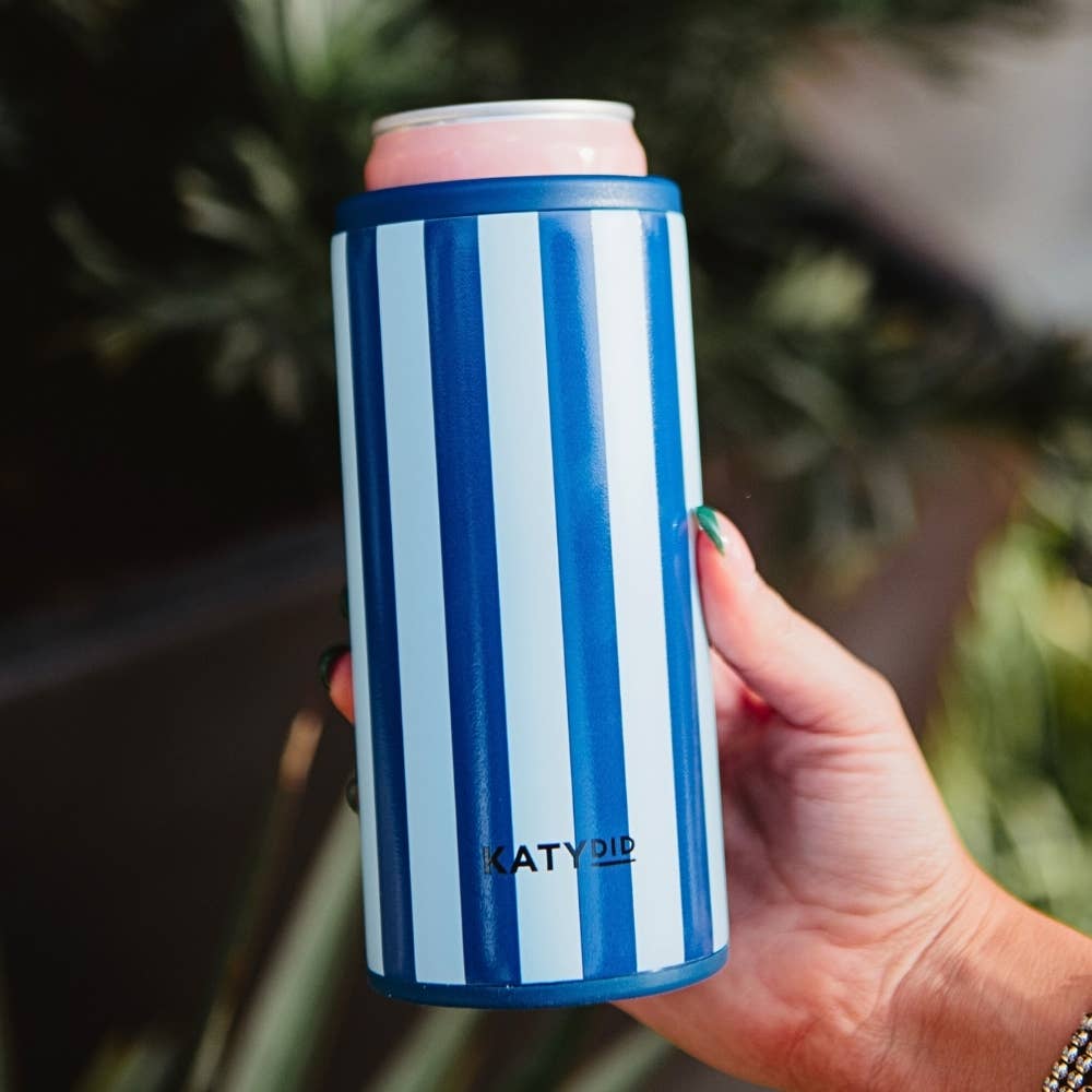 Light Blue and Navy Insulated Slim Koozie