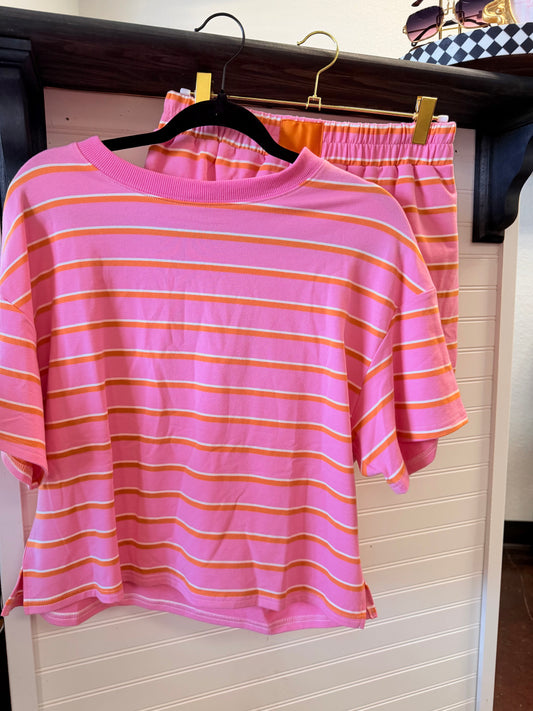 Pink & Orange Stripe Set