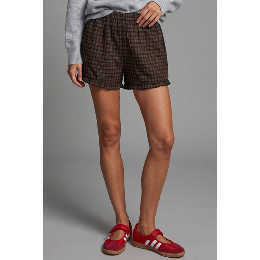 Plaid ruffle shorts