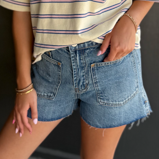 Patch Pocket Denim Shorts