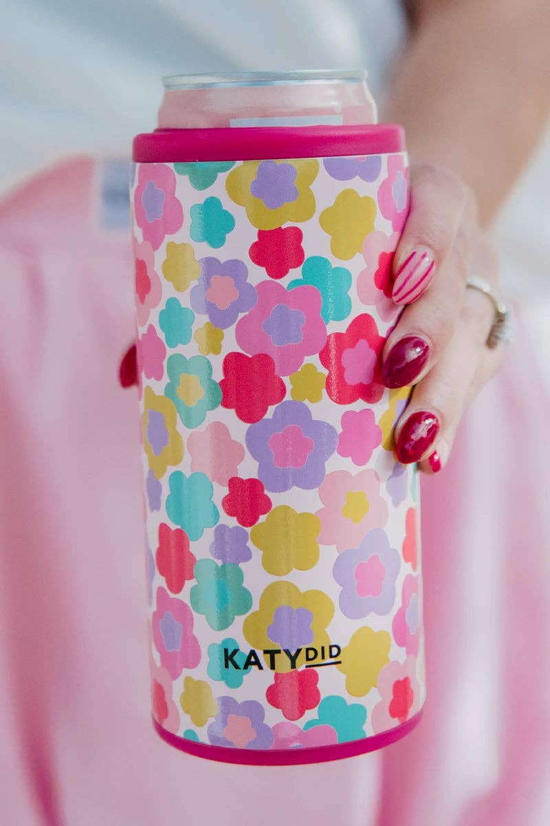 Groovy Flowers Insulted Slim Koozie