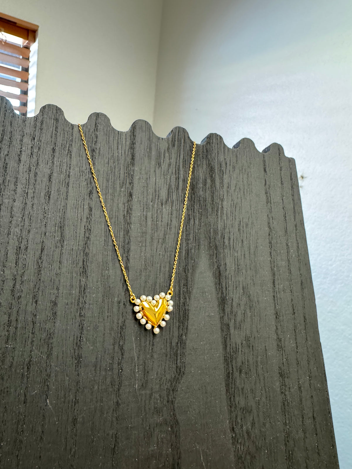 Pearl + Gold Heart Necklace