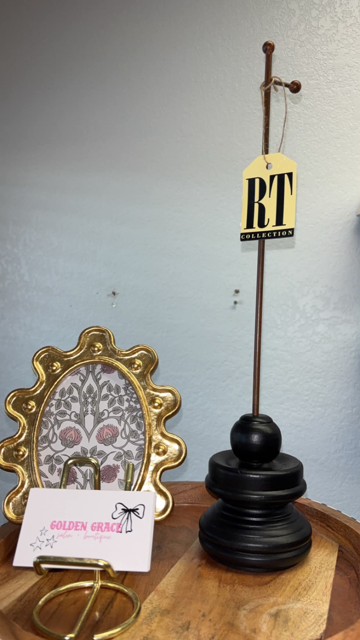 Black display pole stand