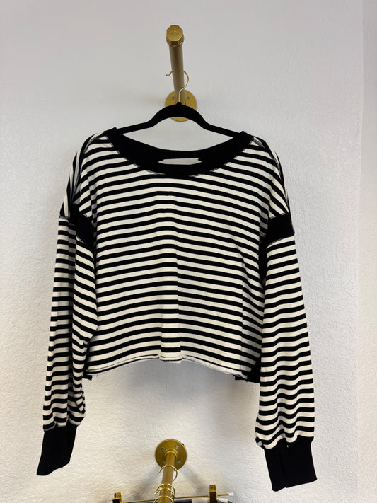 Striped Open Back Long Sleeve