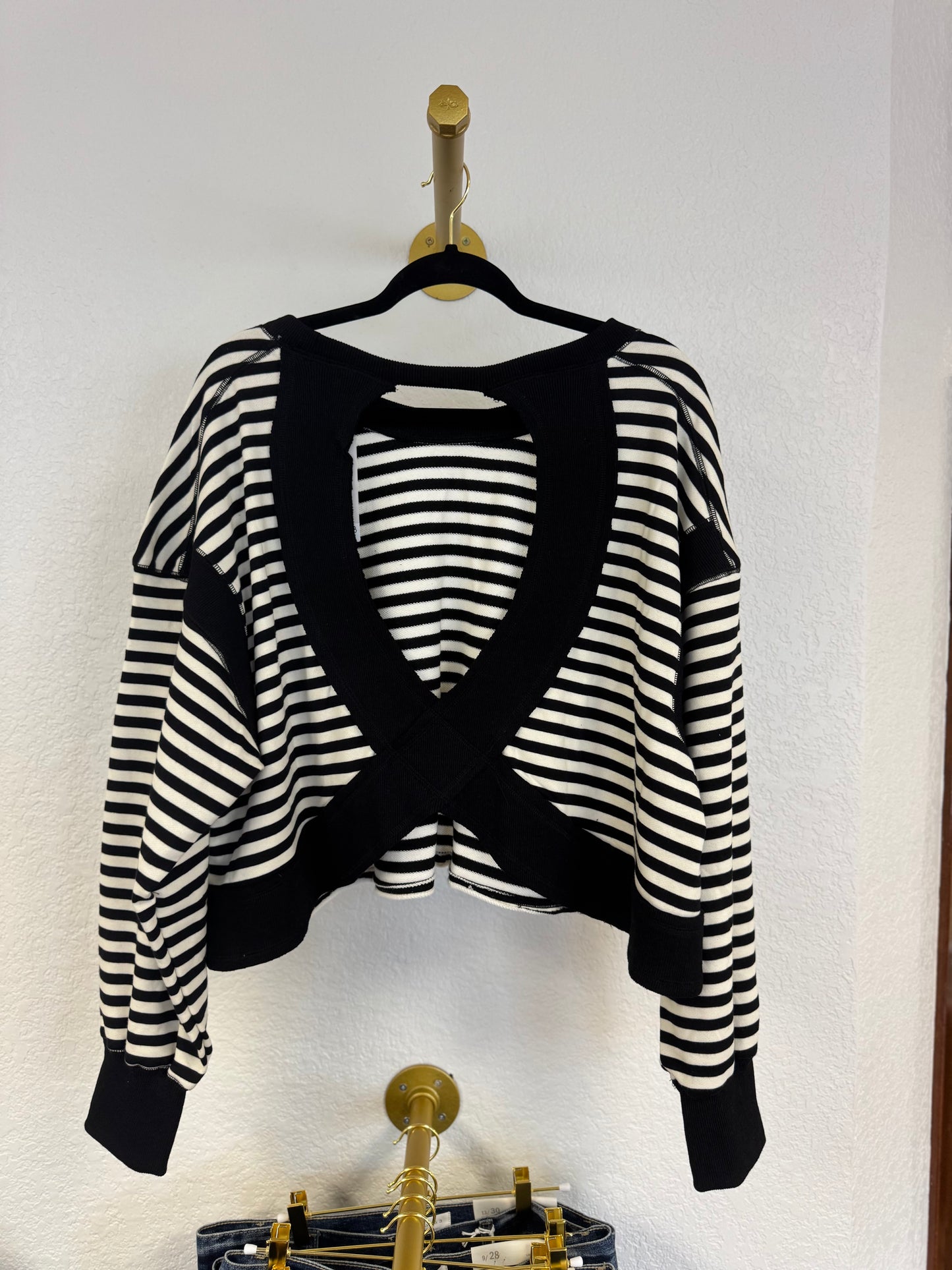 Striped Open Back Long Sleeve