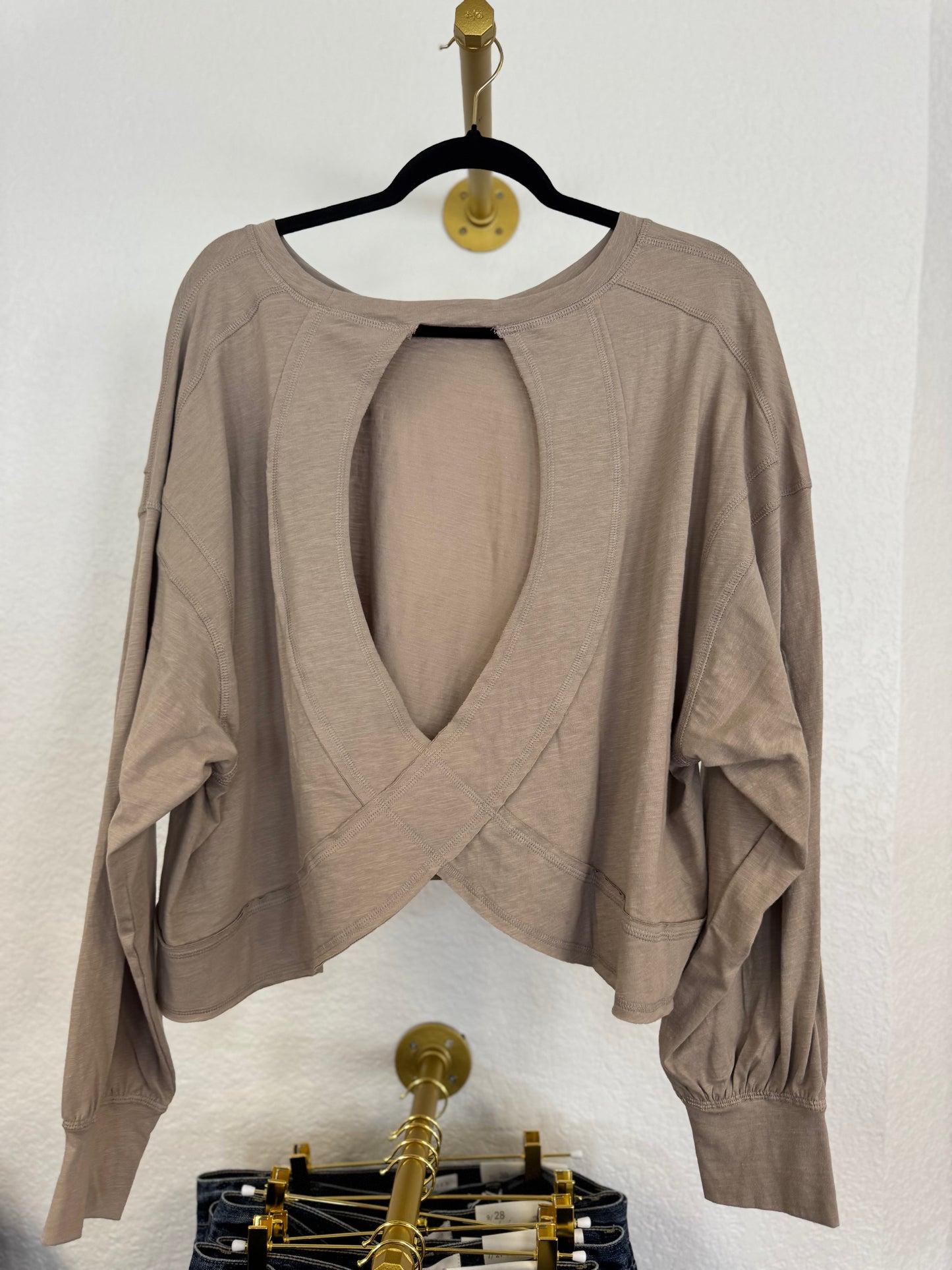 Taupe Open Back Long Sleeve
