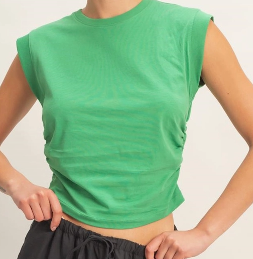 Green Ruched Waist Tank