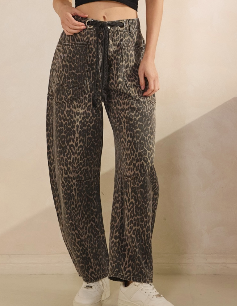 CHEETAH TIE DENIM PANT