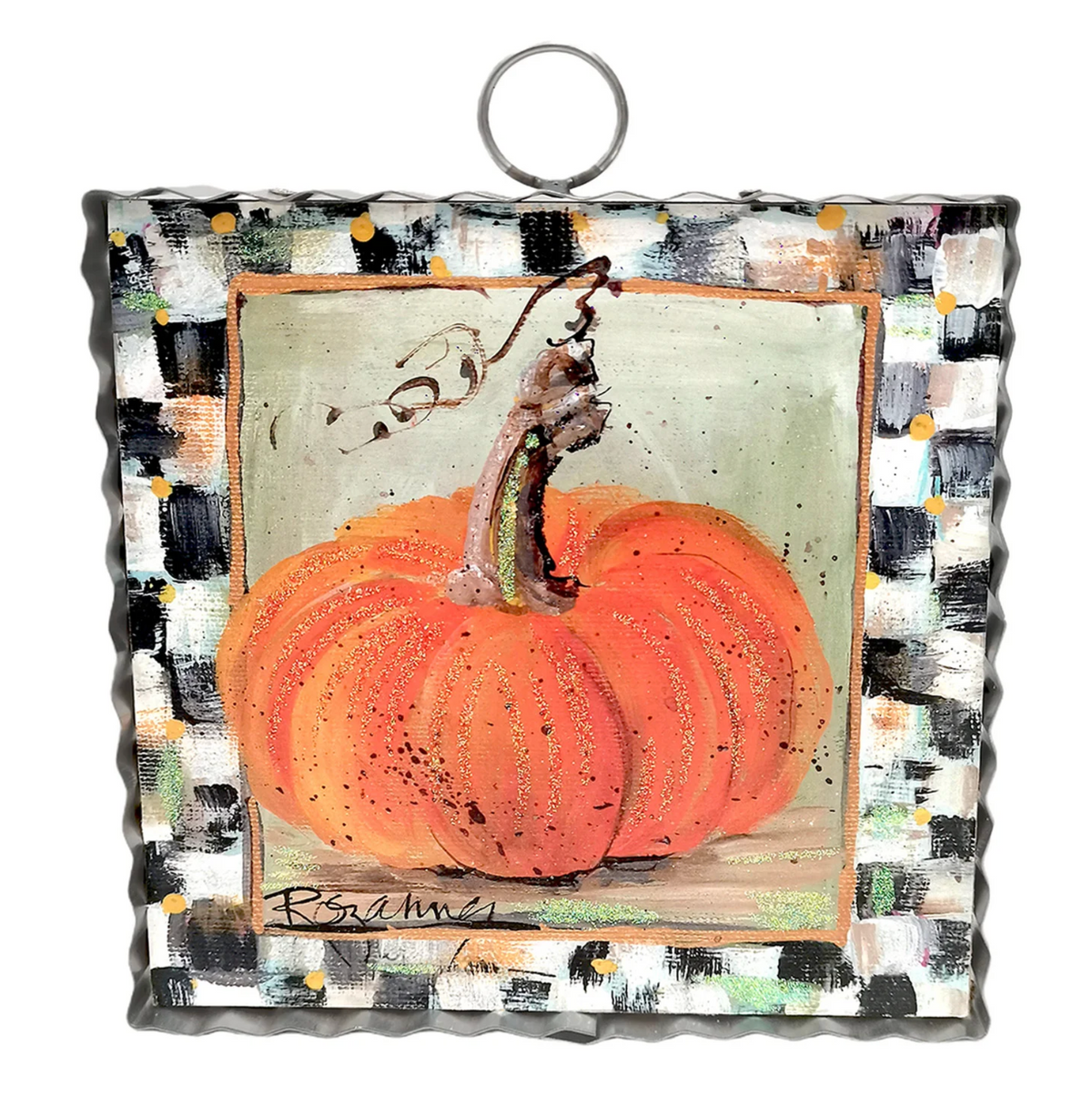"Checkered Pumpkin" Mini Art Hanger