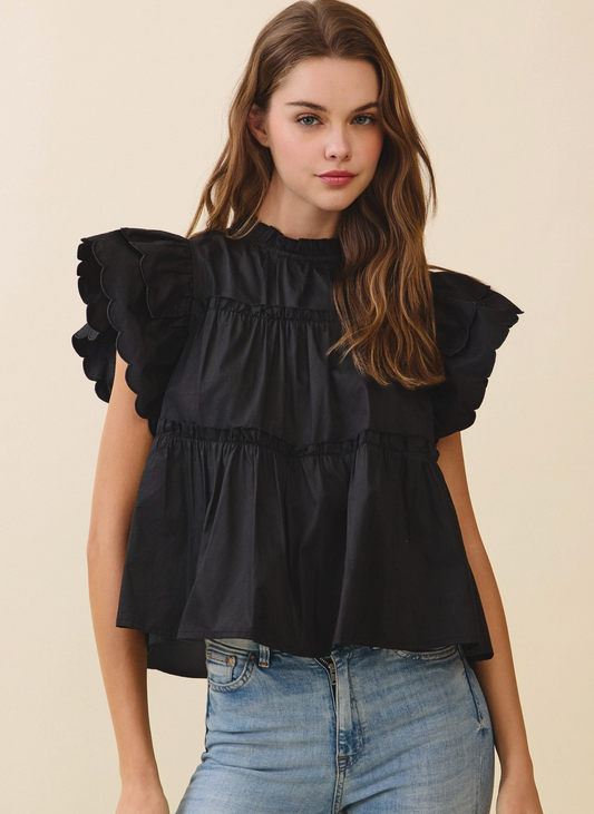 Tiered Ruffle Sleeve Top