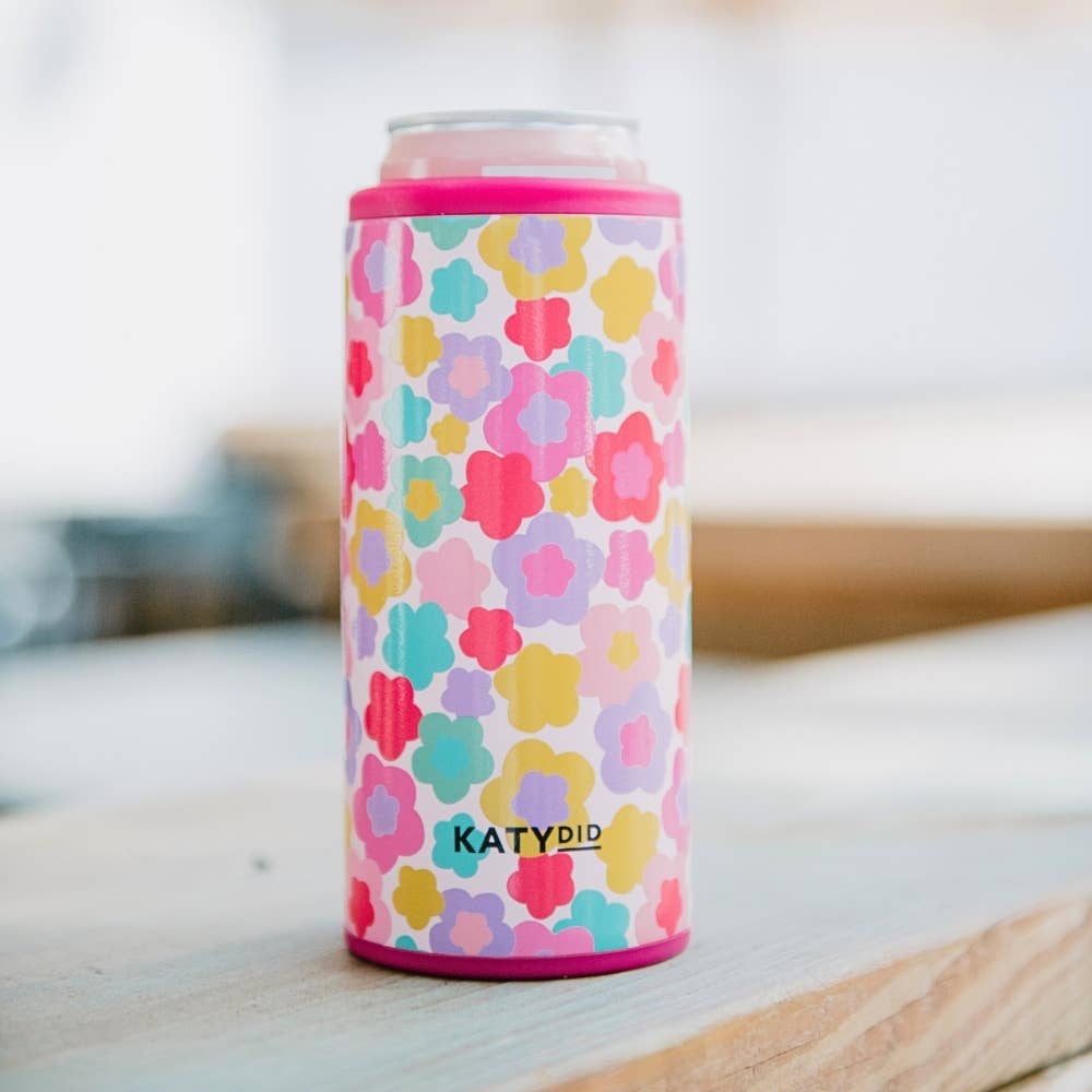 Groovy Flowers Insulted Slim Koozie