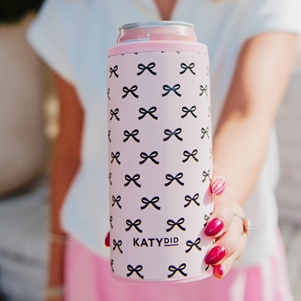 Pink Mini Bows Insulated Slim Koozie