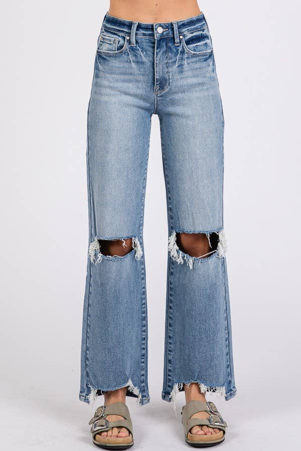 HIGH RISE STRETCH SLIM WIDE LEG