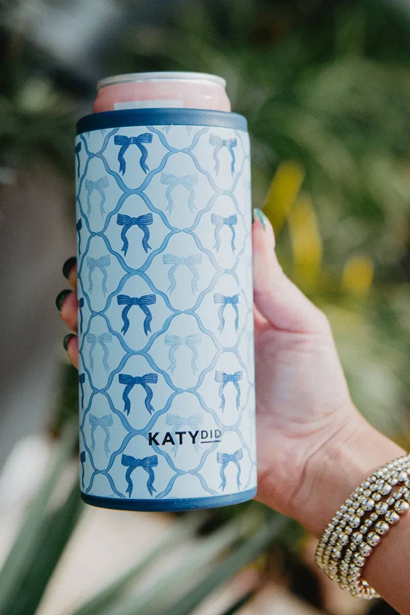 Blue Coquette Bows Insulated Slim Koozie