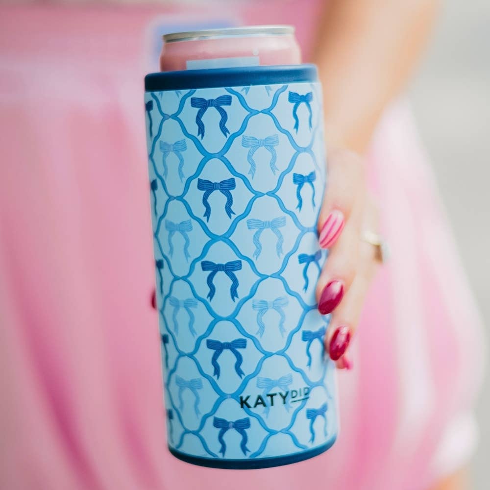 Blue Coquette Bows Insulated Slim Koozie