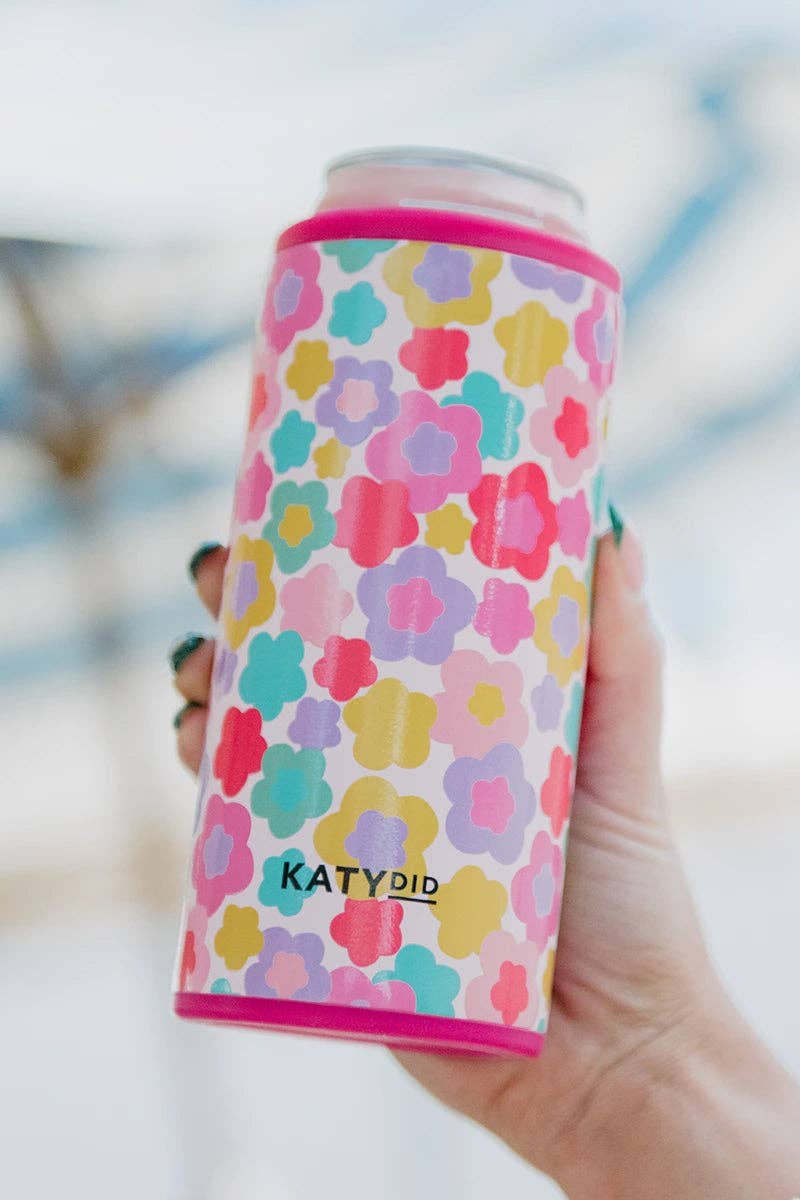 Groovy Flowers Insulted Slim Koozie