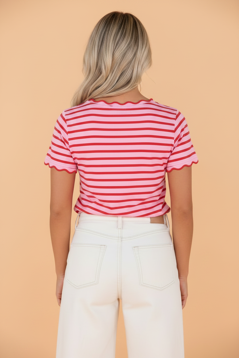 Scallop neck top